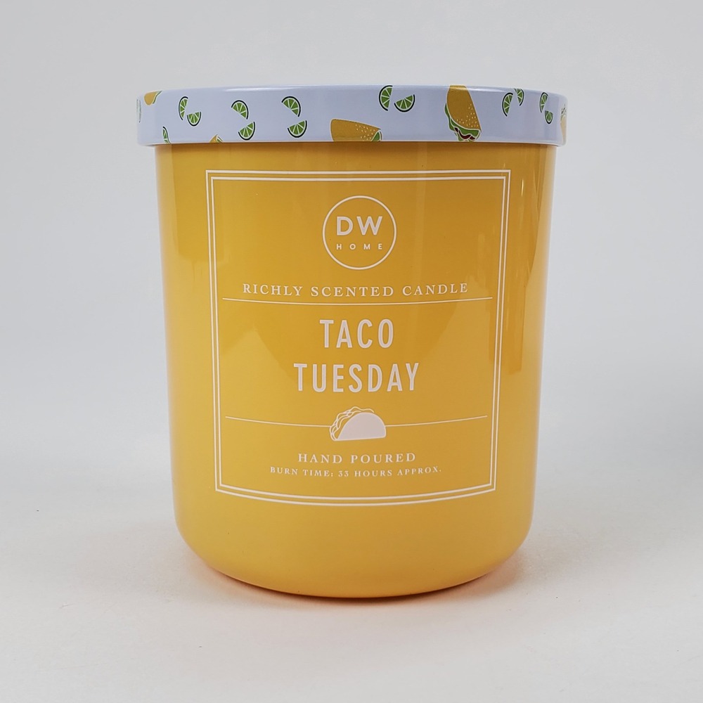 DW Home Taco Tuesday Scented Candle Yellow Jar Taco Lime Lid 8.8oz DGS4044